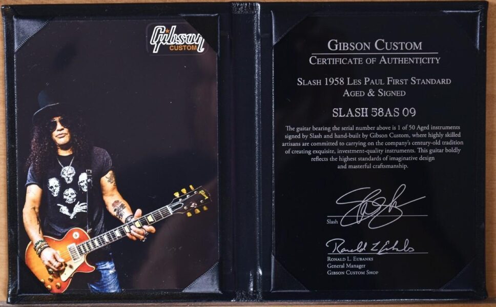 Gibson Custom Shop Slash 1958 Les Paul “First Standard” #8 3096 Replica Aged and Signed (Serial Number 09)