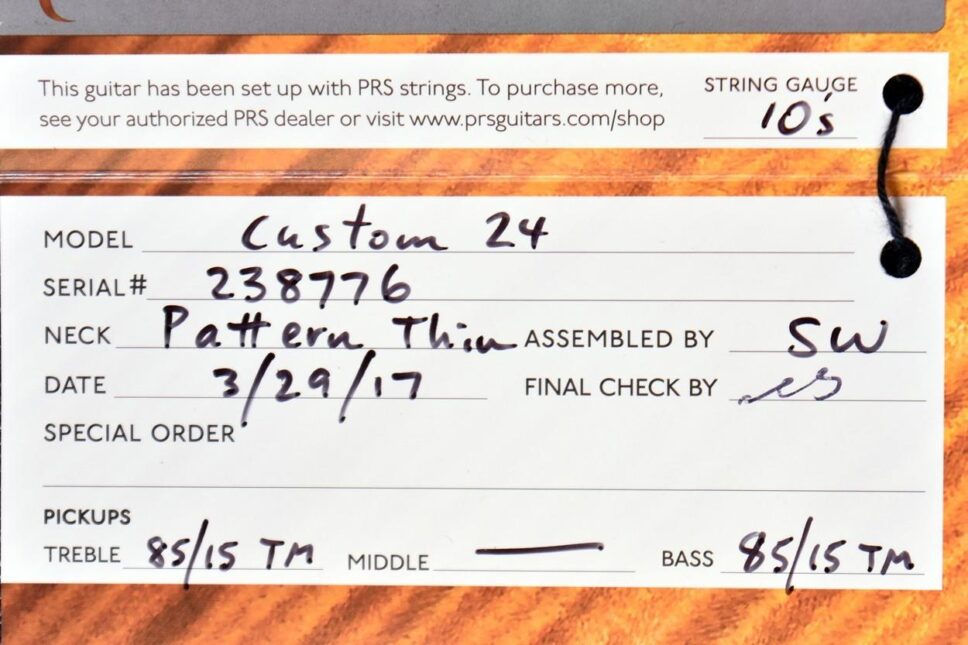 PRS Paul Reed Smith Custom 24 Pattern Thin Tr5 85/15 Black Gold Burst