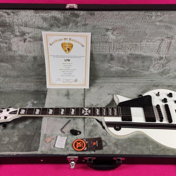 LTD (by ESP) Iron Cross SW (Snow White) James Hetfield Signature
