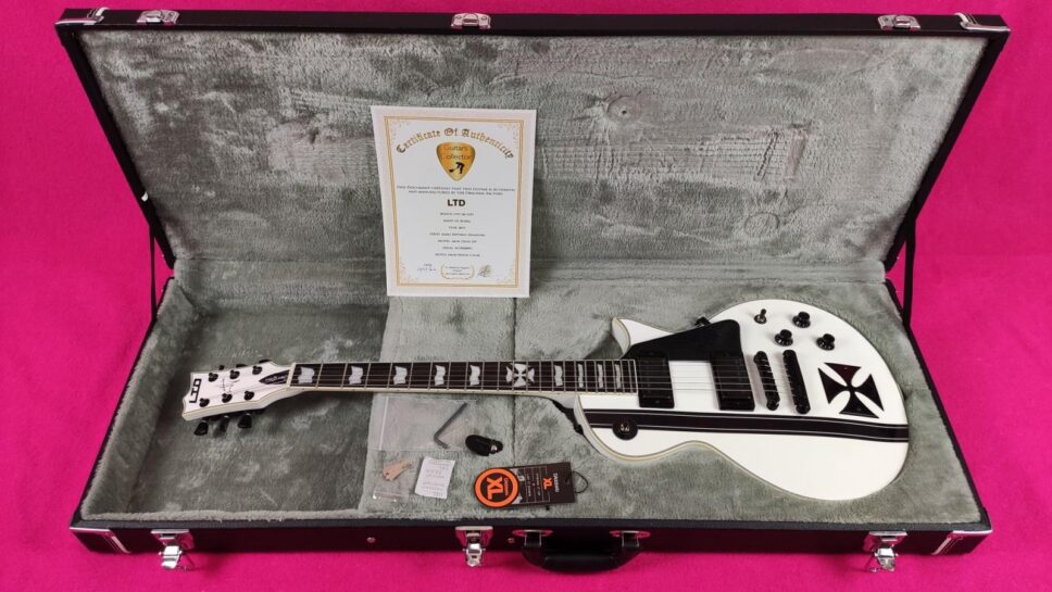 LTD (by ESP) Iron Cross SW (Snow White) James Hetfield Signature