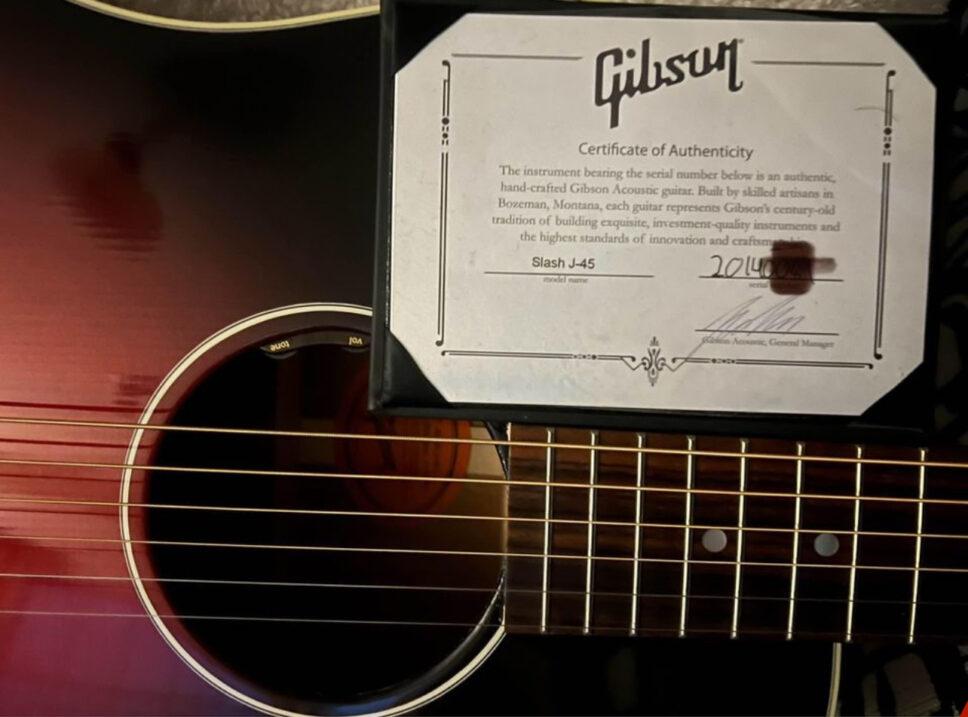 Gibson J45 Slash Vermillion Burst