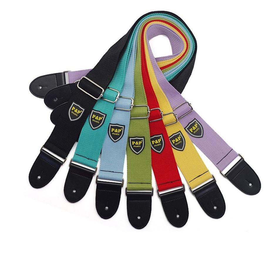 P&P solid color cotton guitar and bass strap + Free shipping