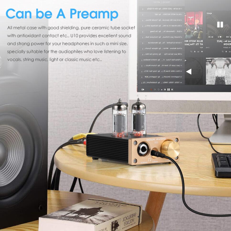 Douk Audio U10 HiFi Valve Stereo Tube Preamp/amplifier 6.35mm/3.5mm 6A2 + Free shipping