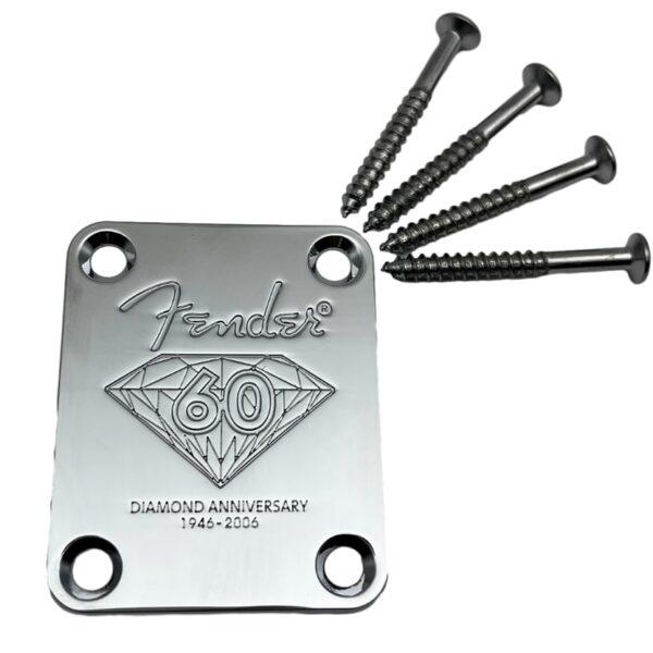 Fender 60th diamond anniversary neck plate replacement part - Silver + Free shipping