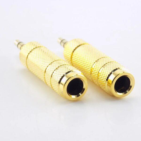 2x 6.5mm to 3.5mm adaptor + 2x 3.5mm to 6.5mm stereo adaptor audio jack + Free shipping 2024 - Gold