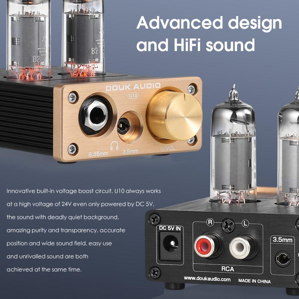 Douk Audio U10 HiFi Valve Stereo Tube Preamp/amplifier 6.35mm/3.5mm 6A2 + Free shipping