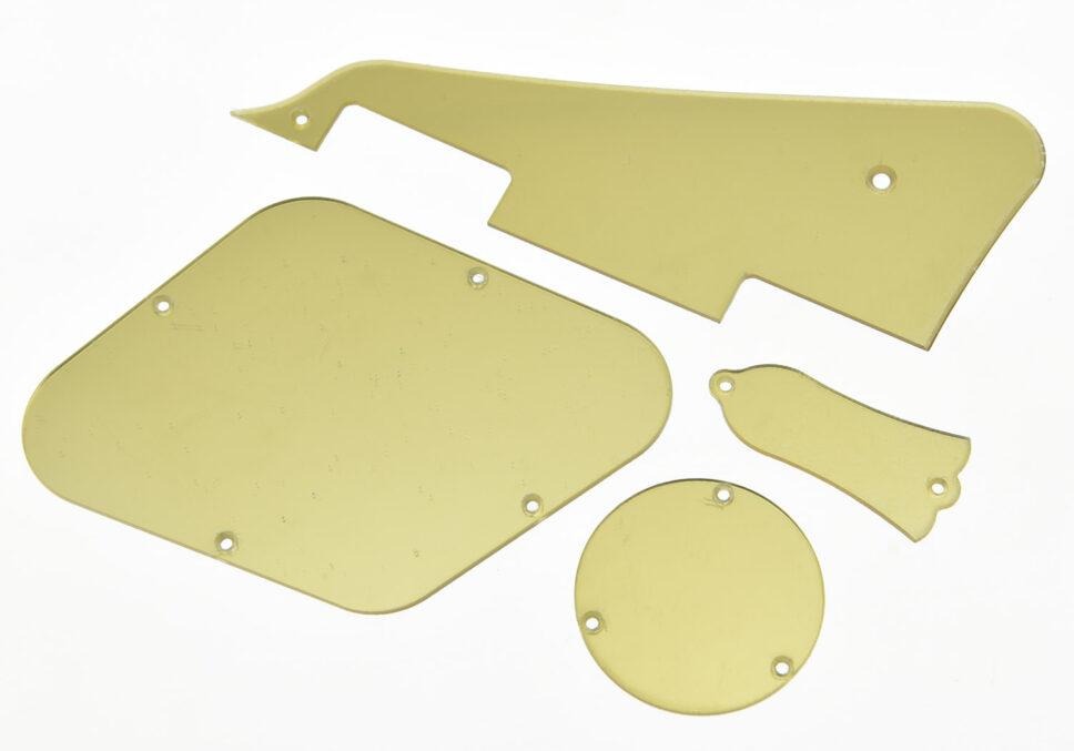 Les Paul Pickguard + back plate + switch back plate + Truss rod cover, Set Gold mirror finish + Free shipping