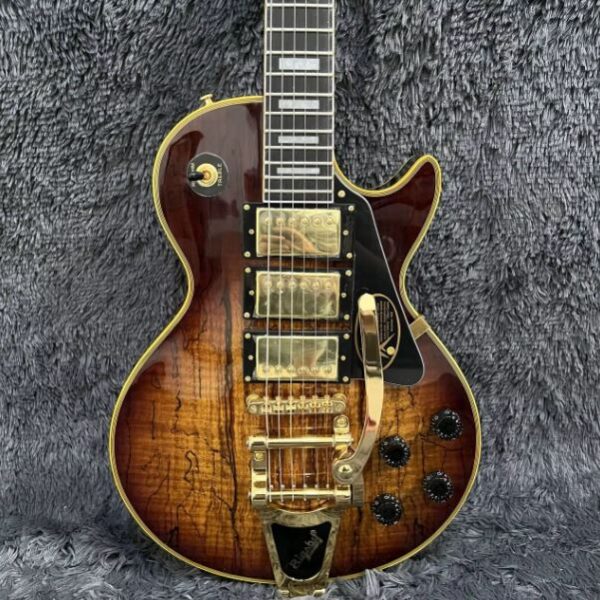 Guitare Électrique LP-Électrique JE Yellow Binding Bigsby