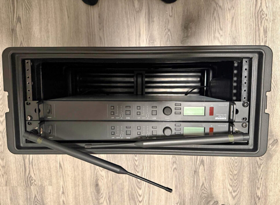 2 x Shure ULXD4D G50 Receivers with SKB 4U Shallow Case