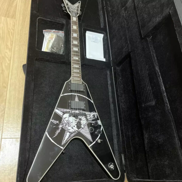DEAN Electric Guitar OLD SKULL V Flying V Black Color Used w