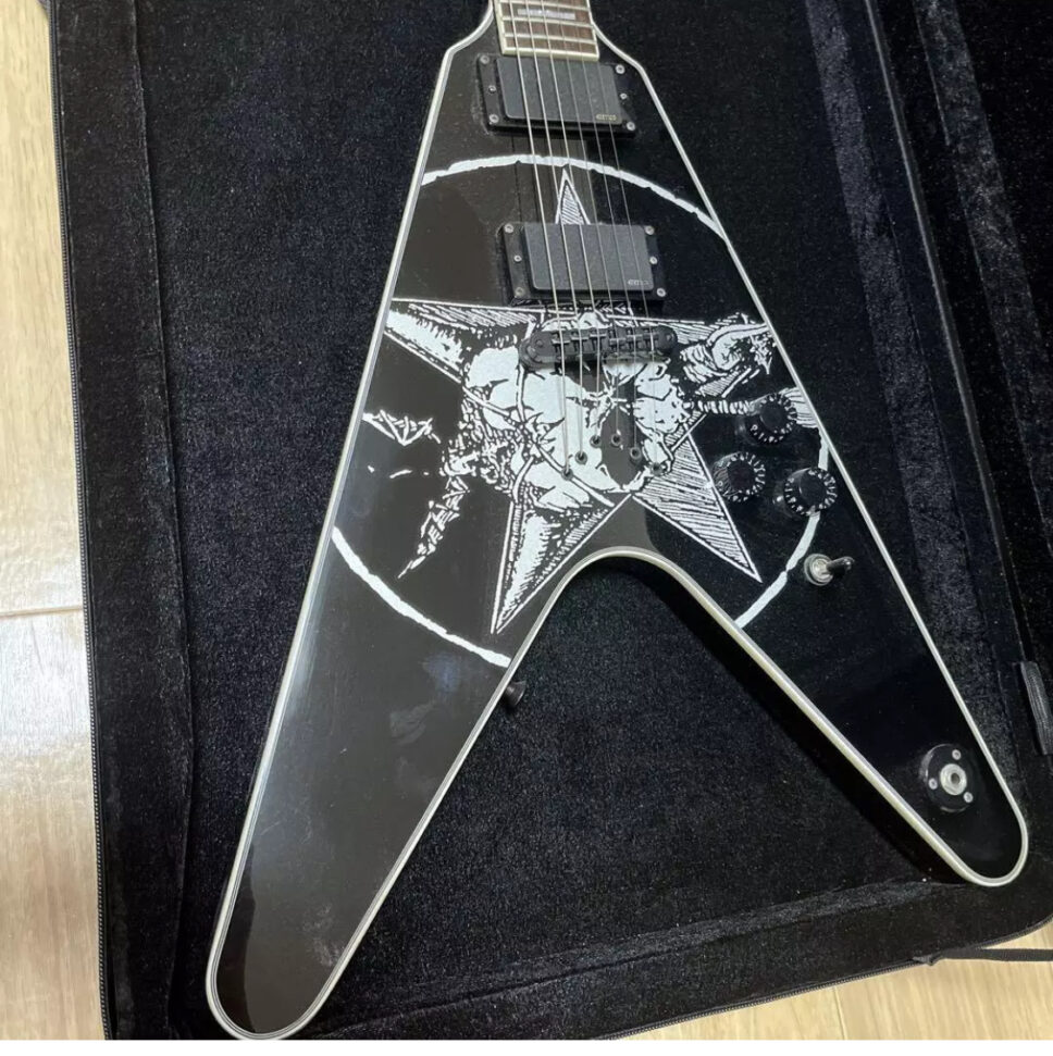 DEAN Electric Guitar OLD SKULL V Flying V Black Color Used w