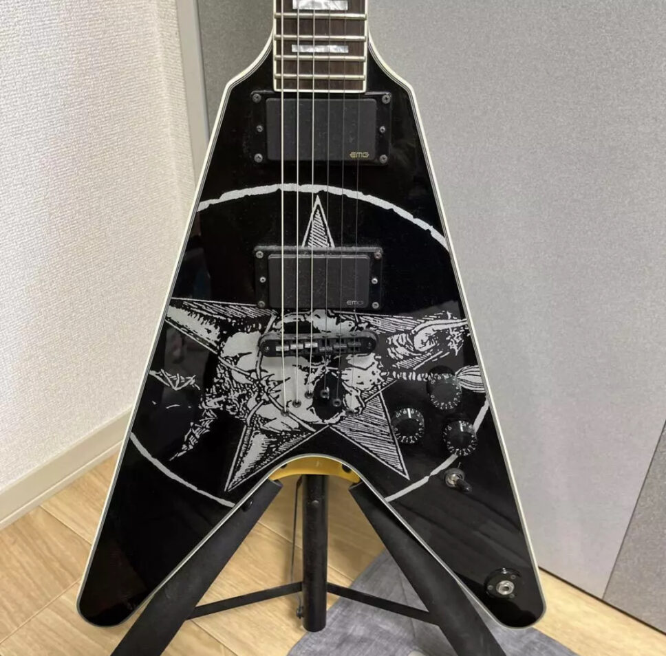 DEAN Electric Guitar OLD SKULL V Flying V Black Color Used w